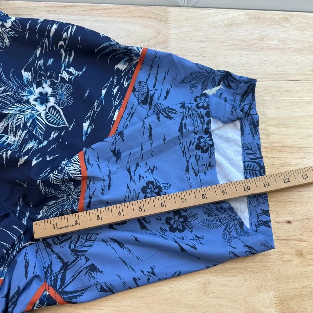 Tommy‎ Bahama Baja Palms Board Shorts Men's Blue Orange Drawstring Beach - 2XL